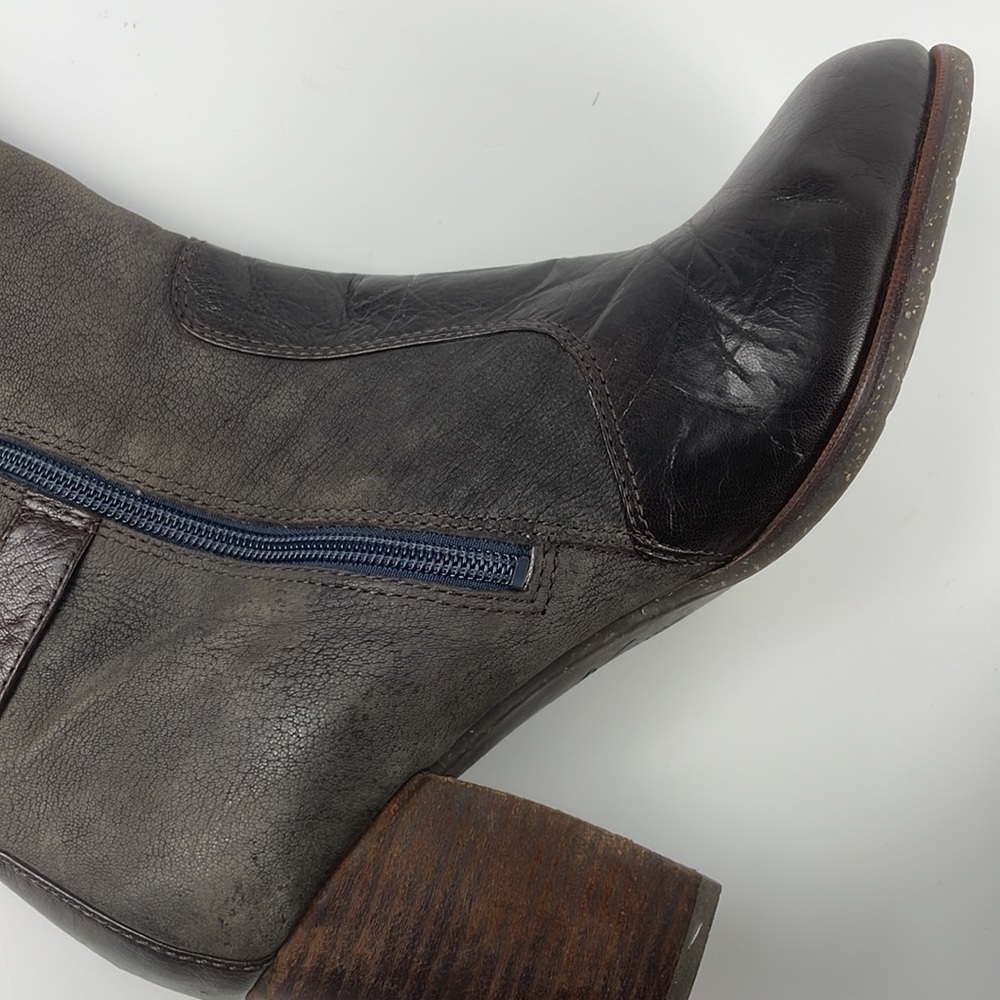 Naya | 3.5” heel Lightning Blue Grey Leather Bootie Edgy Punk Goth Romantic 10.5 - Picture 11 of 14